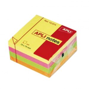 Cubo Notas Adhesivas Apli 75x75, 400 hojas
